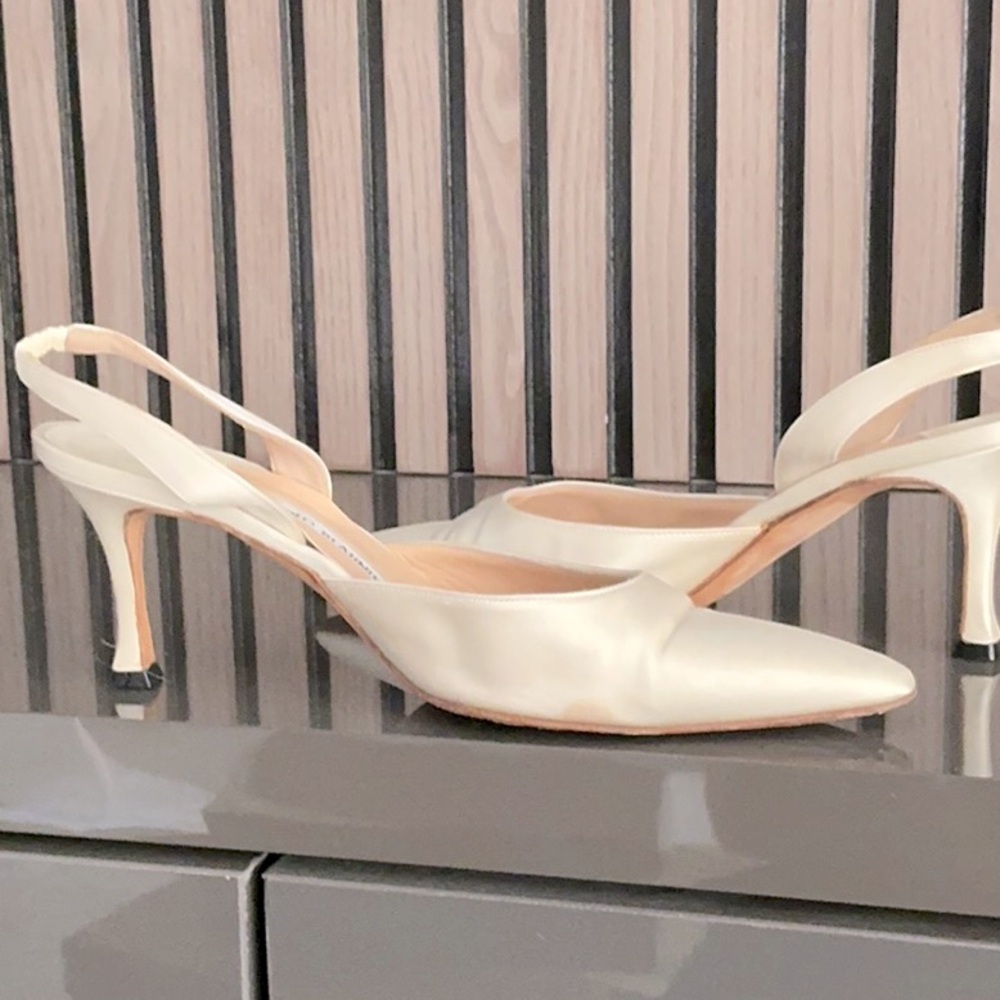 Vintage satin Manolo Blahnik slingbacks
